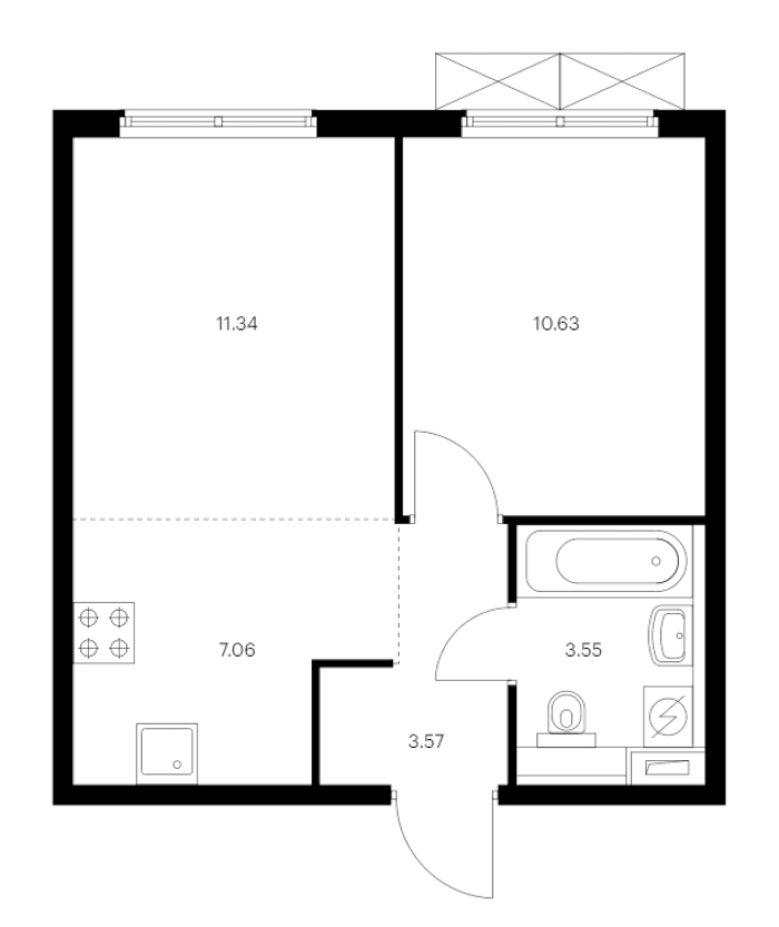 1-комнатная квартира 36.15 м², 6/15 эт., ЖК «Янинский лес»